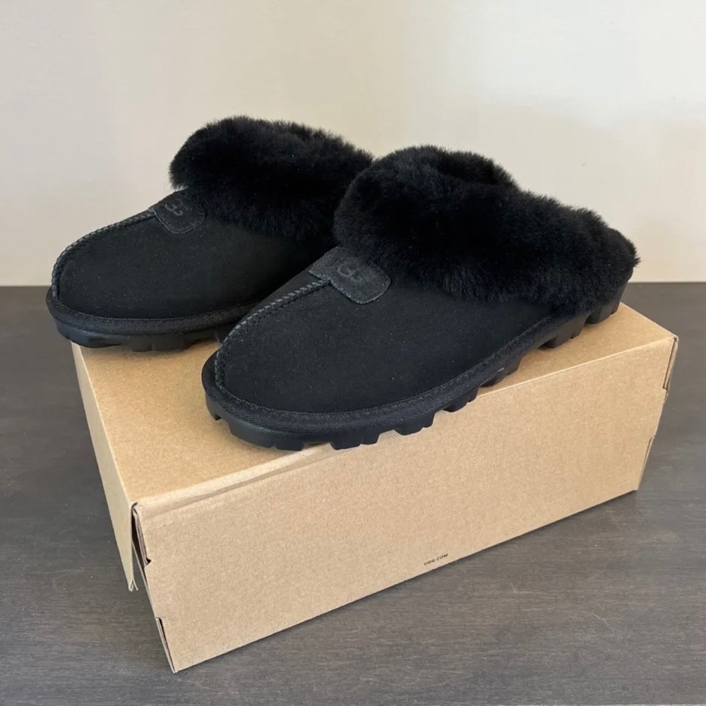 UGG Women’s Shoes Black Coquette Soft Cozy Slippers